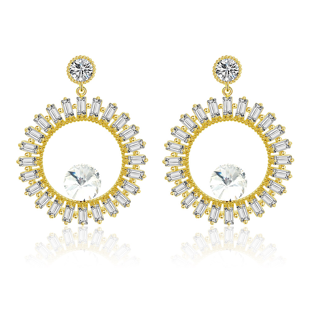 Cute CZ Round Hollow Piercing Jewelry Designer Earrings